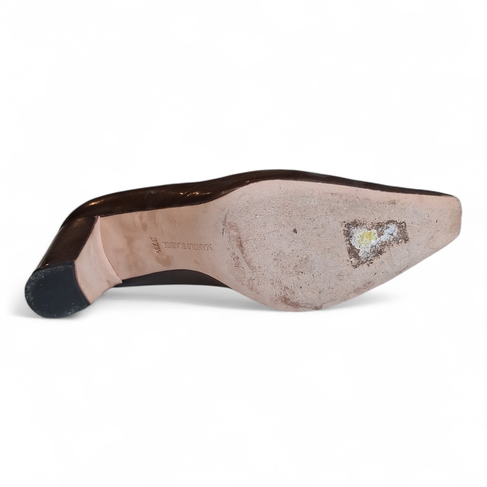Manolo Blahnik Nobaman Patent Brown Pumps 7.5 (37.5) - Picture 10 of 10